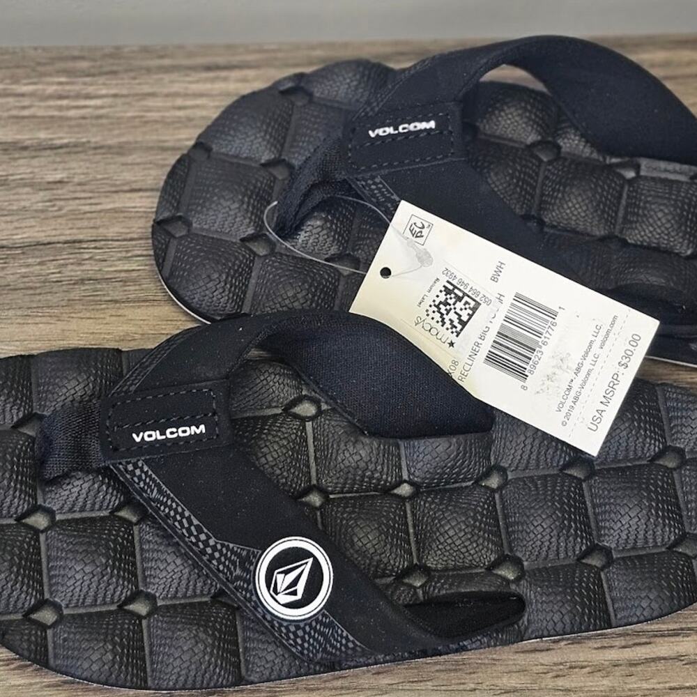 Volcom Toddler Boys Recliner Sandals Size 1 Black NWT